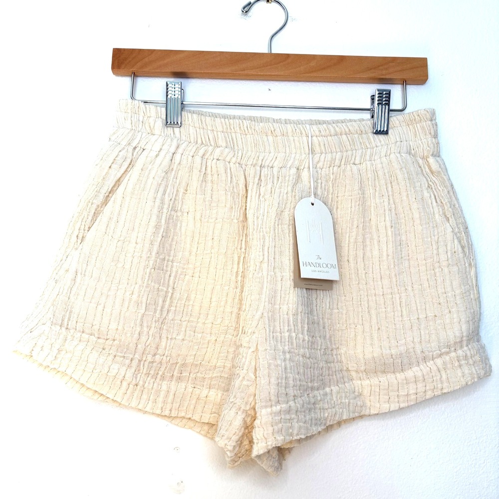 NWT Handloom Los Angeles‎ Women's Echo Boy Shorts Gold Stripes, Size M/L